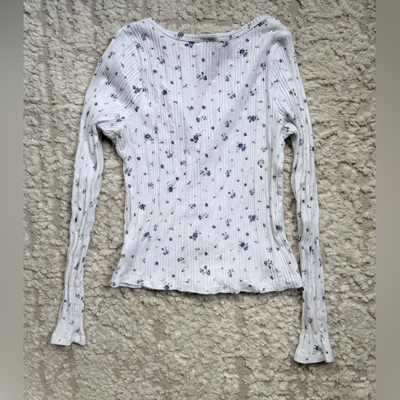 Art Class Blue Floral Button-Down Shirt L(10-12) - Picture 5 of 5